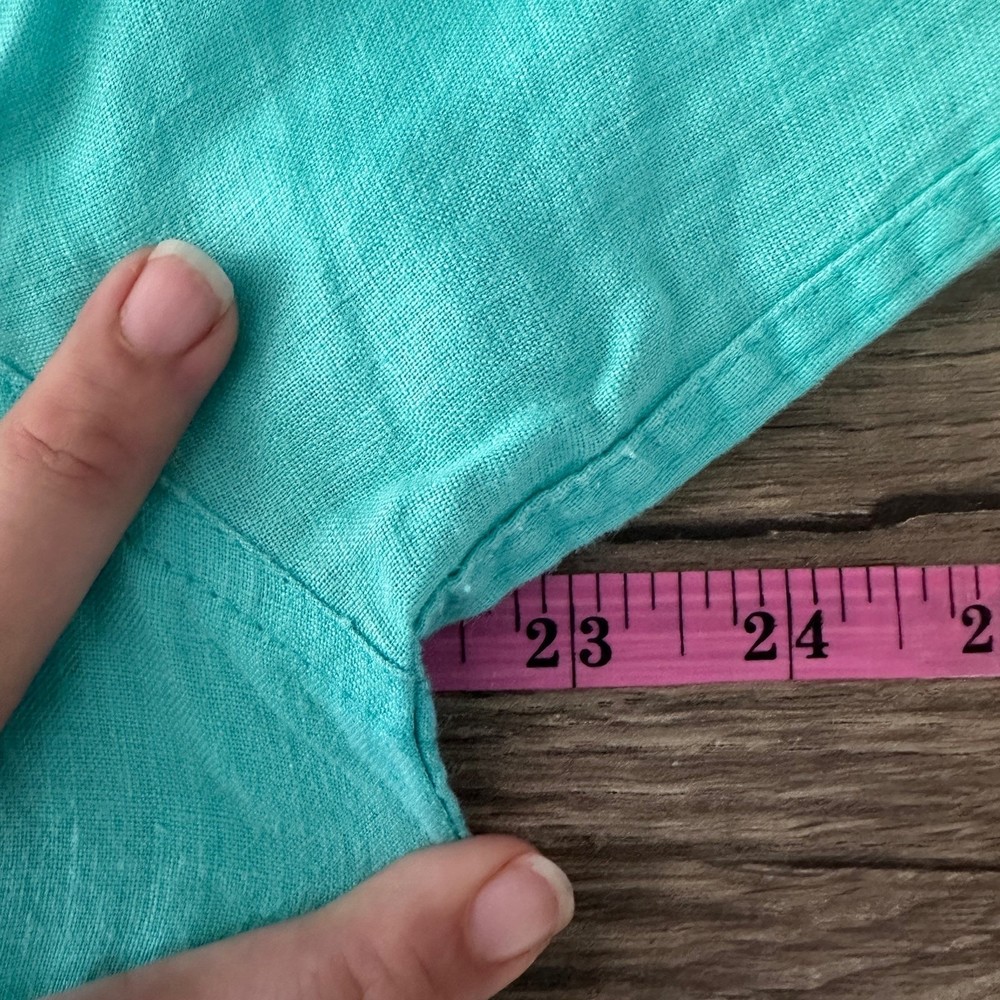 David N 100% Linen Seafoam Green Embroidered Colorful Peacock Blouse L - Picture 9 of 12